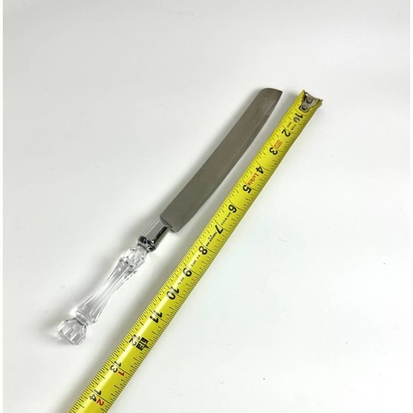 Clear Faceted Acrylic Cake Knife And Server Pretty Crystal Look Fancy Handles - Picture 12 of 12